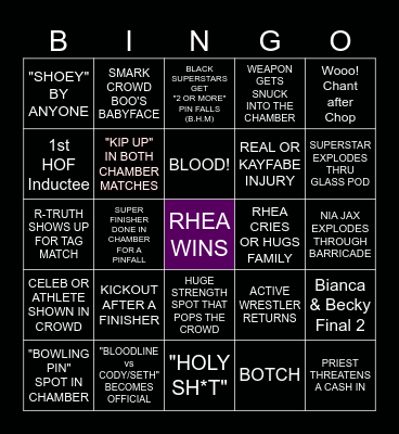 Elimination Chamber 2024 Bingo Card