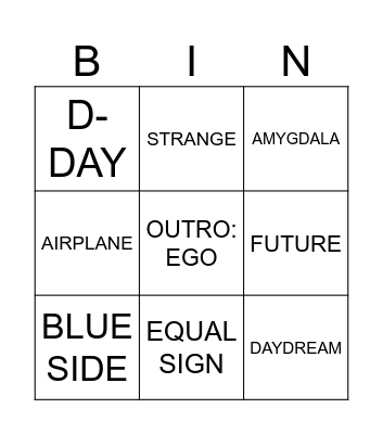 Sopenic Bingo Card