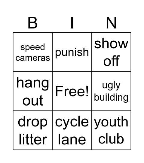 Our town Bingo Card