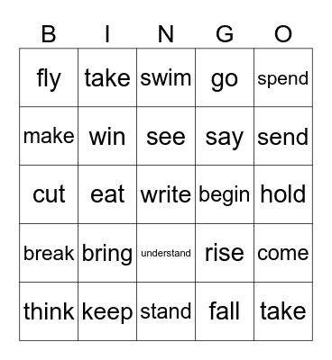 IRREGULAR VERBS BINGO Card