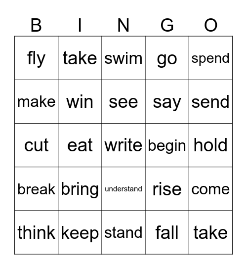 IRREGULAR VERBS BINGO Card