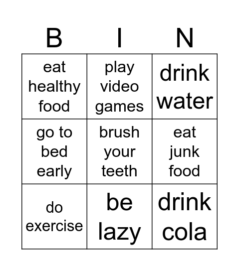 You should... Bingo Card