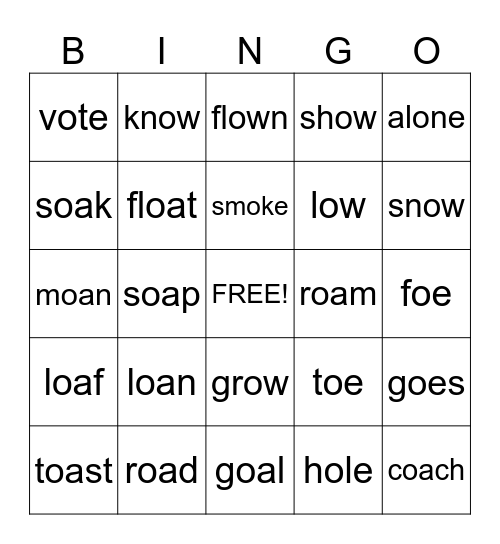 LONG O Bingo Card