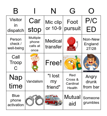 Night-shift Bingo Card