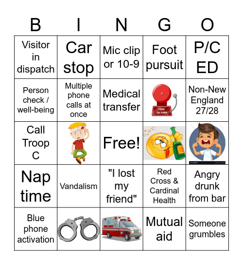 Night-shift Bingo Card