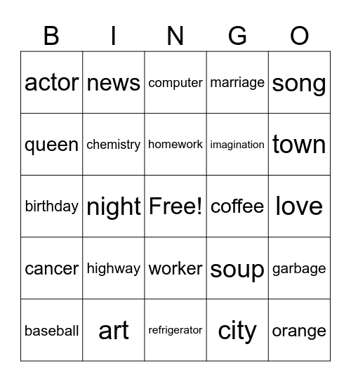 Untitled Bingo Card