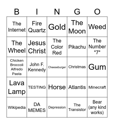 Infinite Craft Bingo Card