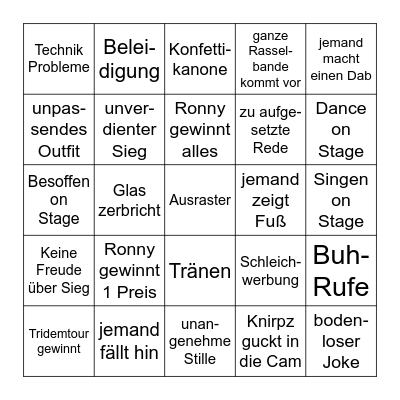 Streamawards 2024 Bingo Card