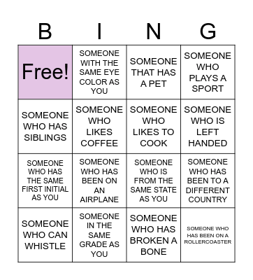 FIND SOMEONE WHO ... Bingo Card