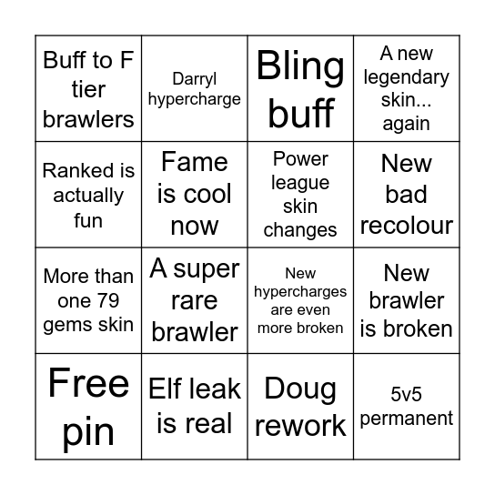 Brawl Talk Bingo Card