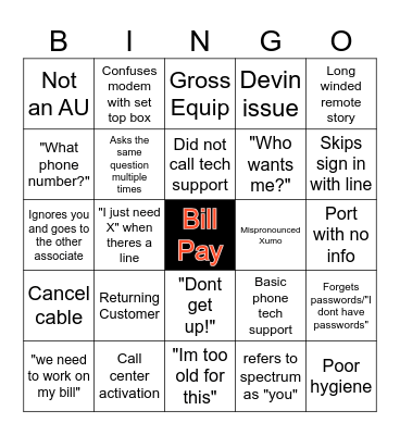 Weekend Bingo Card