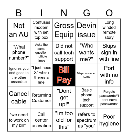 Weekend Bingo Card