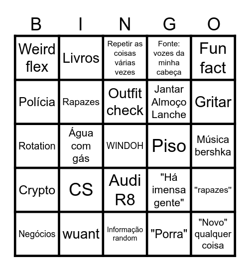 Windoh Bingo Card