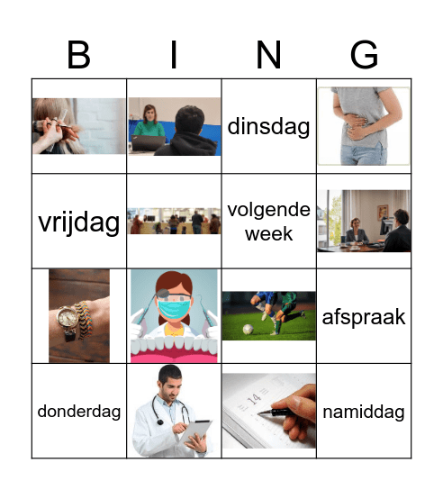 Afspraak met foto's Bingo Card