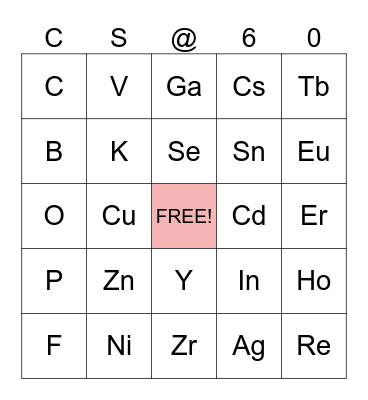Chemsoc Bingo Card
