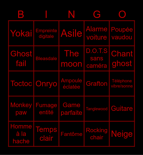 Bingo phasmo' Bingo Card