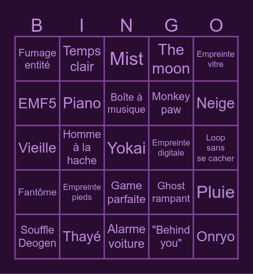 Bingo phasmo' Bingo Card