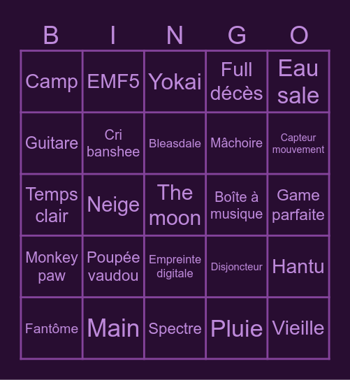 Bingo phasmo' Bingo Card