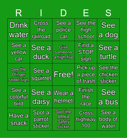 Bike-Ride BINGO!! Bingo Card