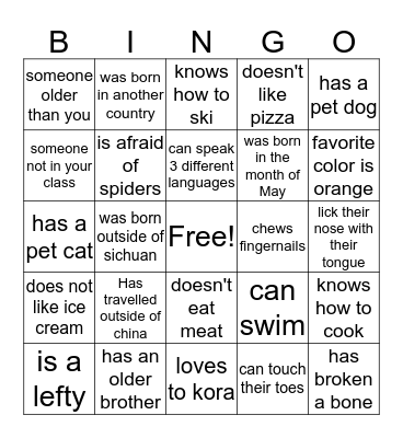 find someone who..... Bingo Card