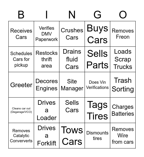 iPull-uPull Bingo Card