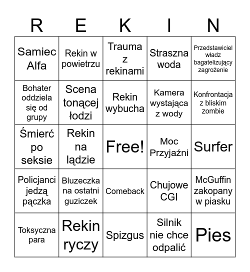 Zombie Rekin Bingo Card