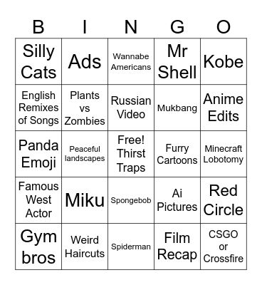 Chinese TikTok Bingo Card