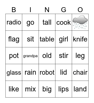 Words from goals units 10-12 Bingo Card