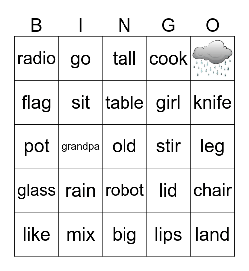 Words from goals units 10-12 Bingo Card