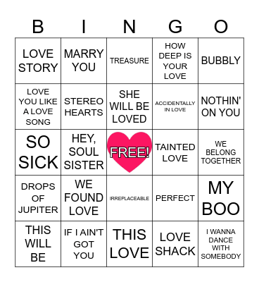 IN LOVE Bingo Card