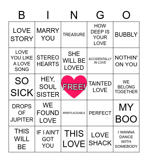 IN LOVE Bingo Card