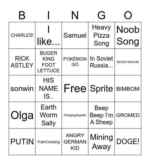 Meme Machine 2020 Bingo Card
