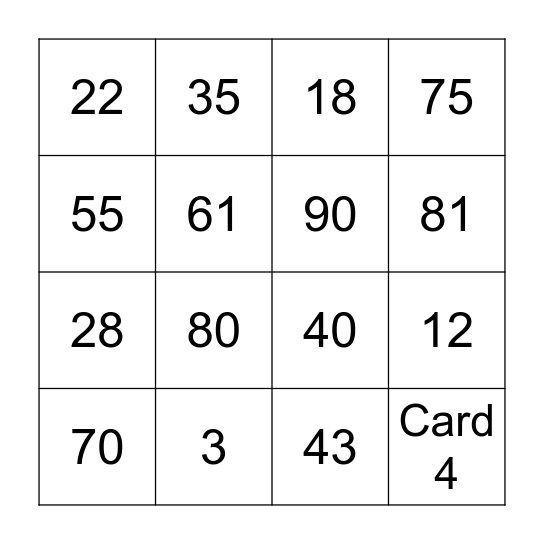 Bingo Bango Bingo Card