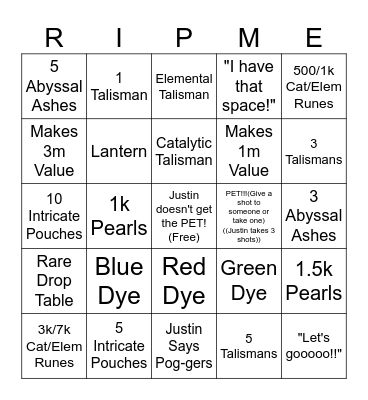 Guardians of the Rift Rewards Bingo! Bingo Card