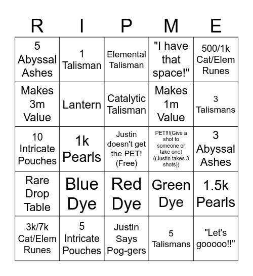 Guardians of the Rift Rewards Bingo! Bingo Card