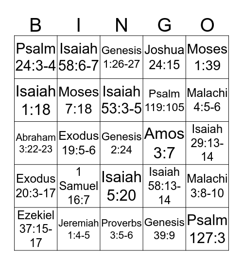 Old Testament Final Bingo Card