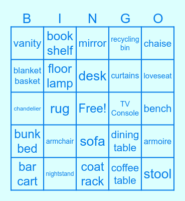 FURNITINGO Bingo Card