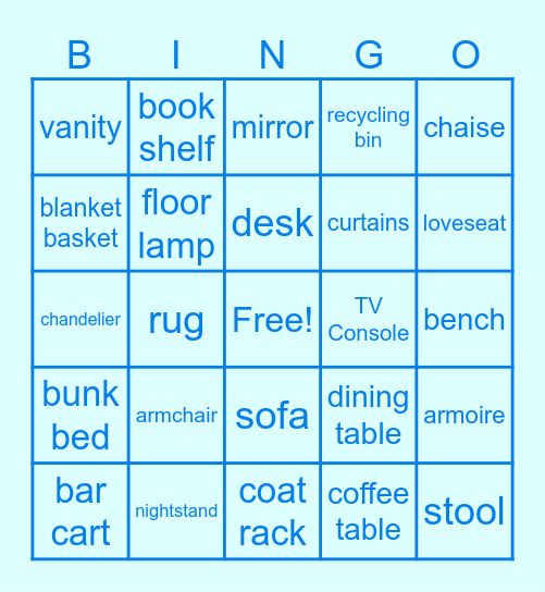FURNITINGO Bingo Card