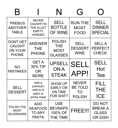 SERVER BINGO Card