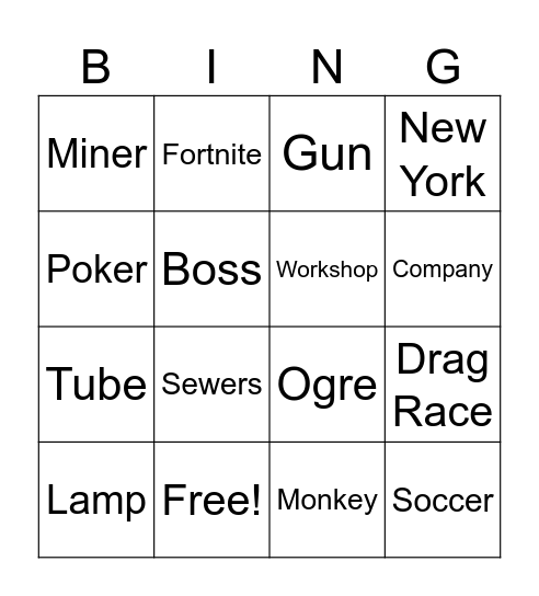 Infinite Craft Bingo Card