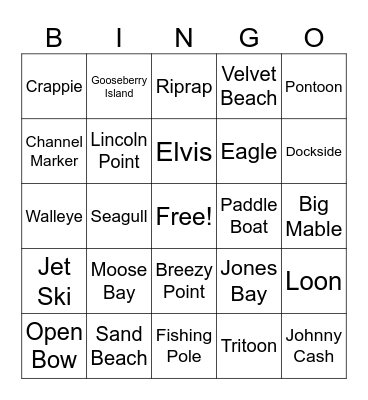 Pelican Lake Bingo Card