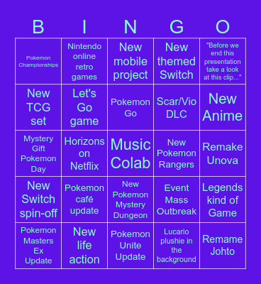 Pokemon Day 2024 Bingo Card