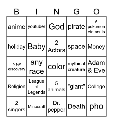 Infinite Craft Bingo Card