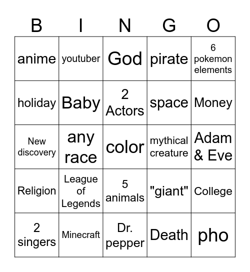 Infinite Craft Bingo Card