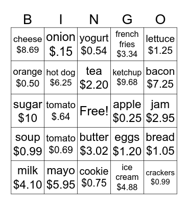 10.5 bingo Card