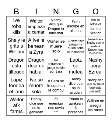 Clashy Time Bingo Card