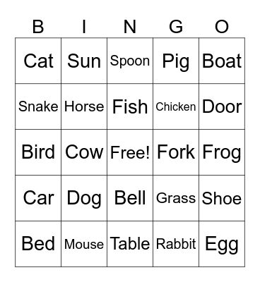 NOUN BINGO Card
