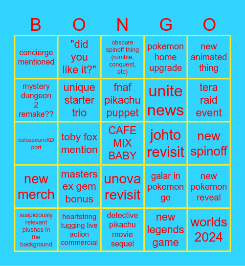 POKEMON DAY 2024 BINGO Card
