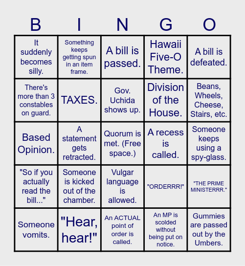 Parliament Bingo! Bingo Card