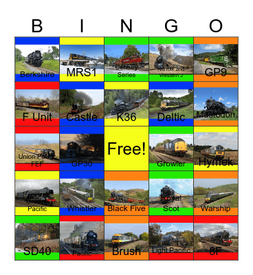 Hauling People: 2016 Passenger Trains Bingo Card